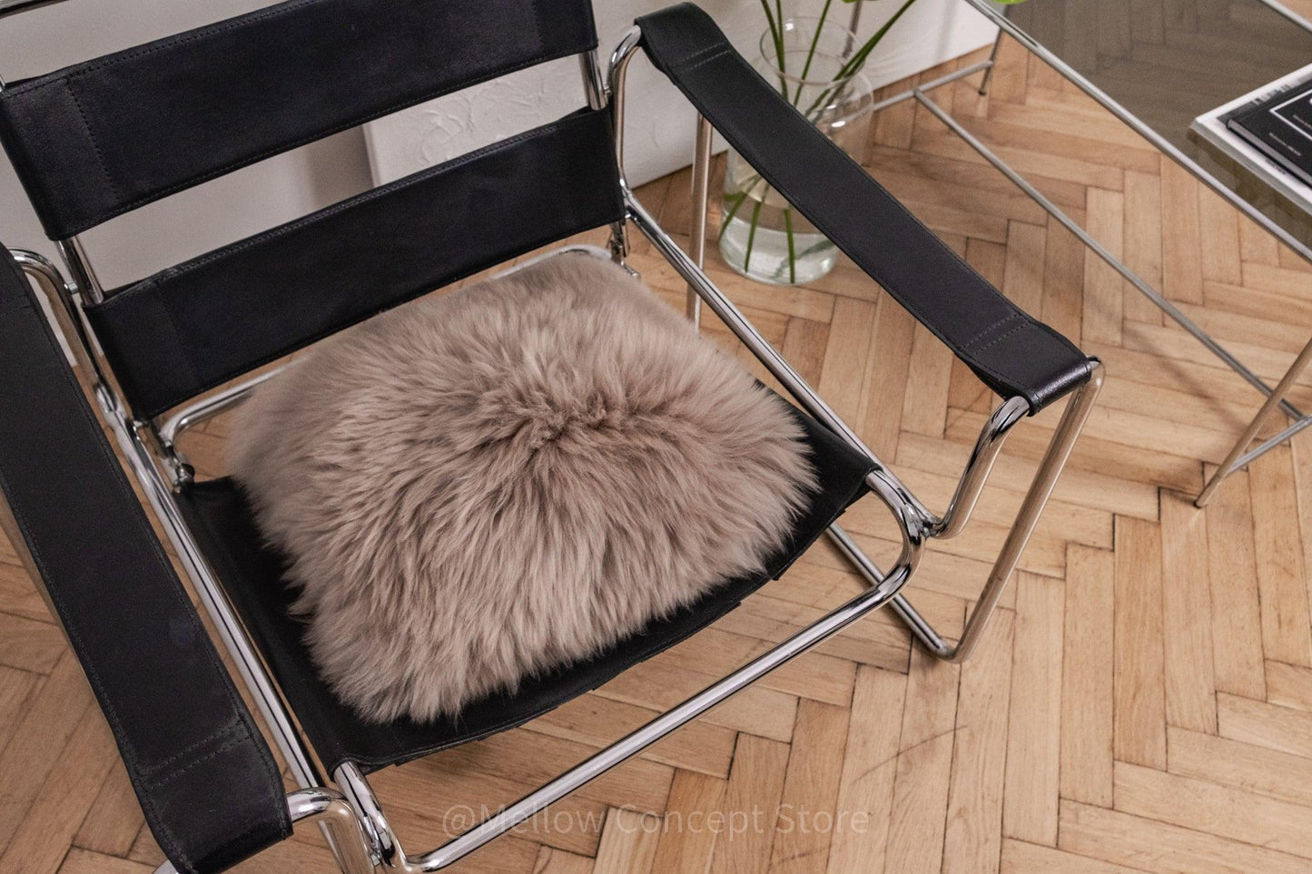 Square Natural Sheepskin Pillow - Greige-1