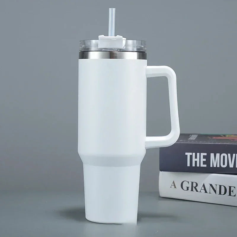 40oz Insulated Travel Tumbler with Straw & Handle
