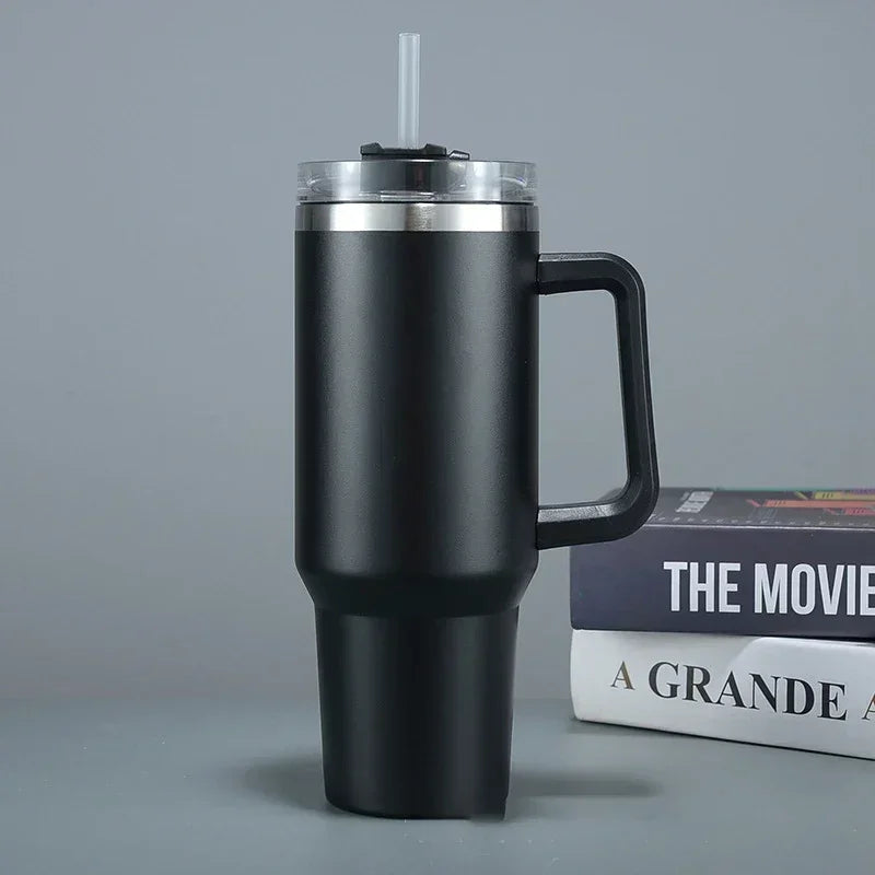 40oz Insulated Travel Tumbler with Straw & Handle