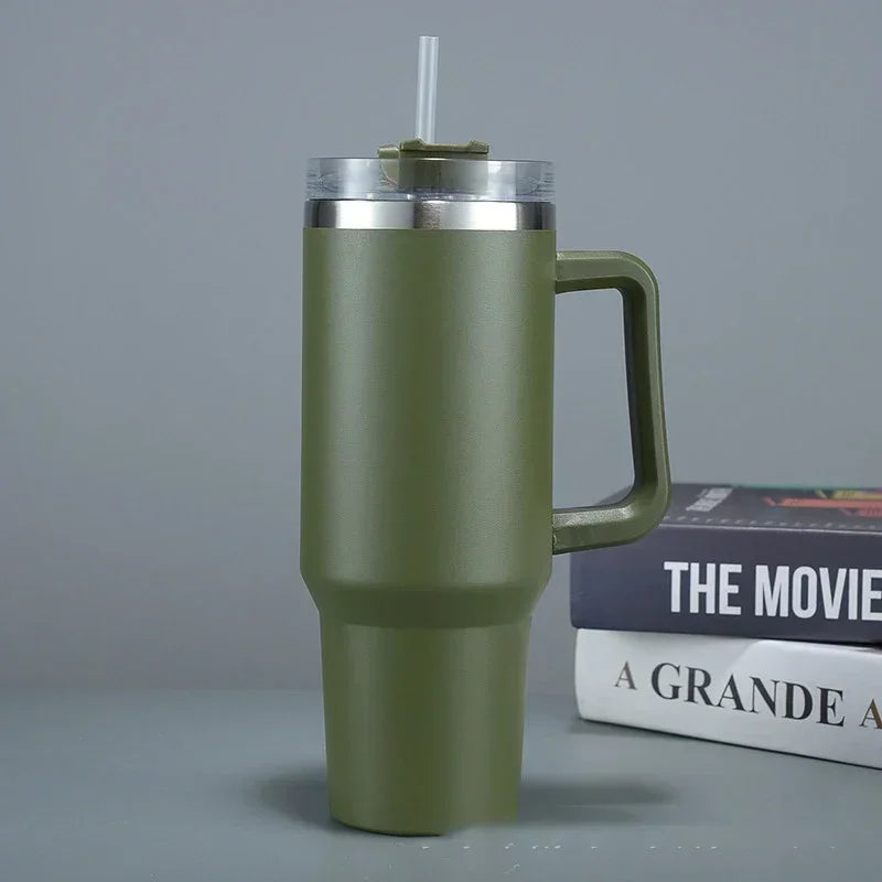 40oz Insulated Travel Tumbler with Straw & Handle