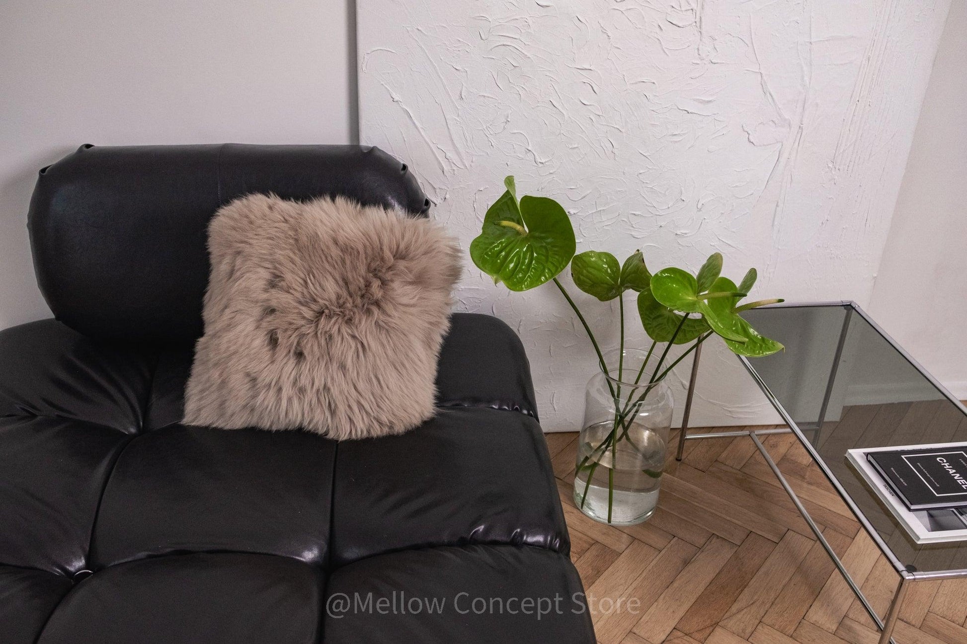 Square Natural Sheepskin Pillow - Greige-3