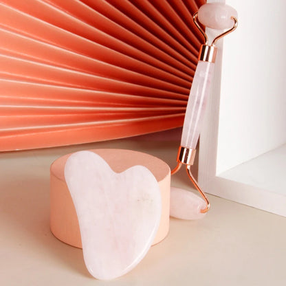 Rose Quartz Jade Roller & Gua Sha Set