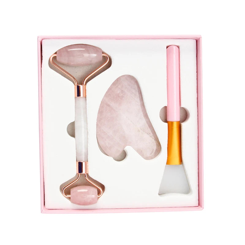 Rose Quartz Jade Roller & Gua Sha Set