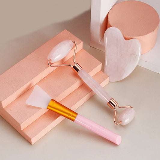 Rose Quartz Jade Roller & Gua Sha Set