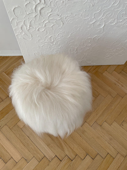 Wooden Natural Sheepskin Stool-3