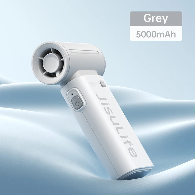 JISULIFE Handheld Turbo Fan – 5000mAh USB Rechargeable, 5 Speeds, Long Battery Life Pocket Fan