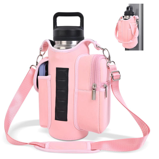 Magnetic Gym Bag Water Bottle Holder – 40oz Adjustable Shoulder Strap Pouch