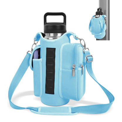 Magnetic Gym Bag Water Bottle Holder – 40oz Adjustable Shoulder Strap Pouch
