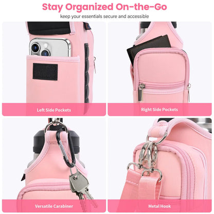 Magnetic Gym Bag Water Bottle Holder – 40oz Adjustable Shoulder Strap Pouch
