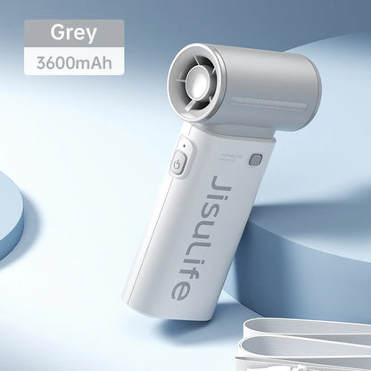JISULIFE Handheld Turbo Fan – 3600mAh USB Rechargeable, 5 Speeds, Long Battery Life Pocket Fan