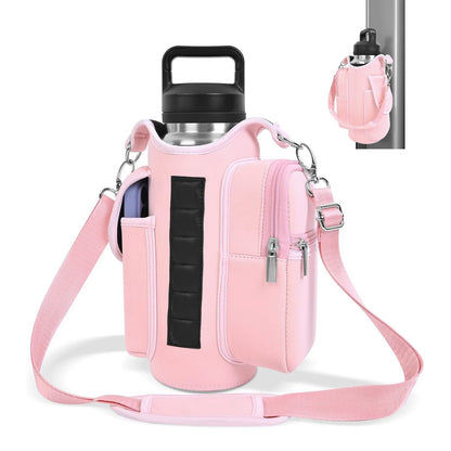 Magnetic Gym Bag Water Bottle Holder – 40oz Adjustable Shoulder Strap Pouch
