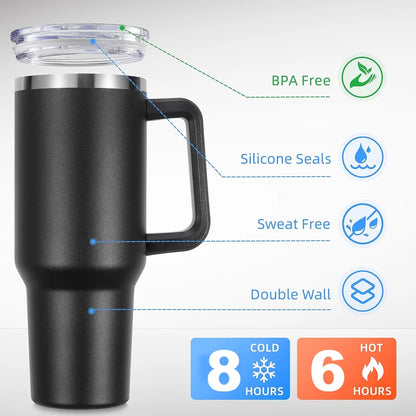 40oz Insulated Travel Tumbler with Straw & Handle