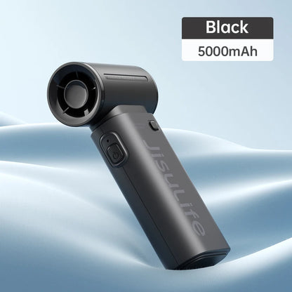 JISULIFE Handheld Turbo Fan – 5000mAh USB Rechargeable, 5 Speeds, Long Battery Life Pocket Fan