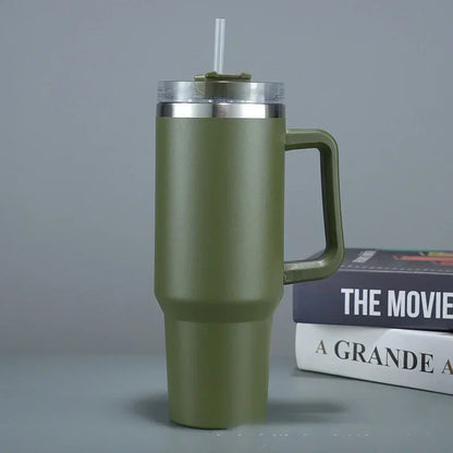 40oz Insulated Travel Tumbler with Straw & Handle