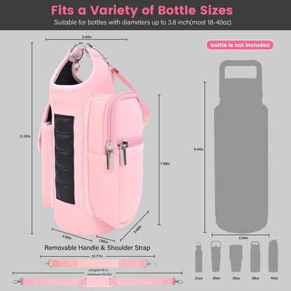 Magnetic Gym Bag Water Bottle Holder – 40oz Adjustable Shoulder Strap Pouch