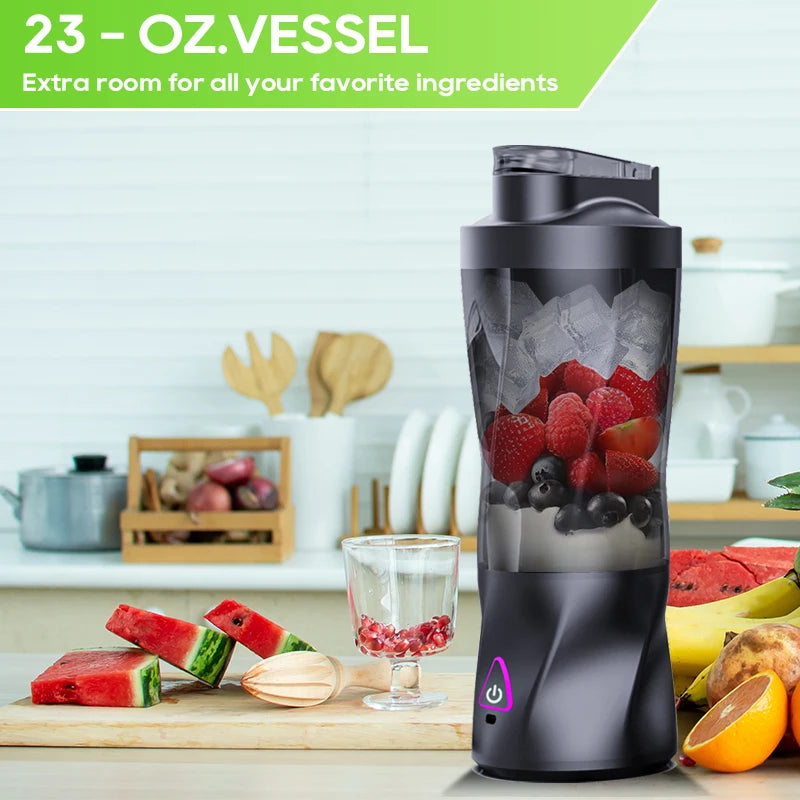 Portable Electric Blender 24oz – USB Rechargeable Juicer for Shakes & Smoothies